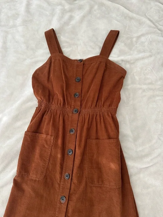 Urban Outfitters Rust Brown Button-Front Midi Dress - Picture 2 of 3